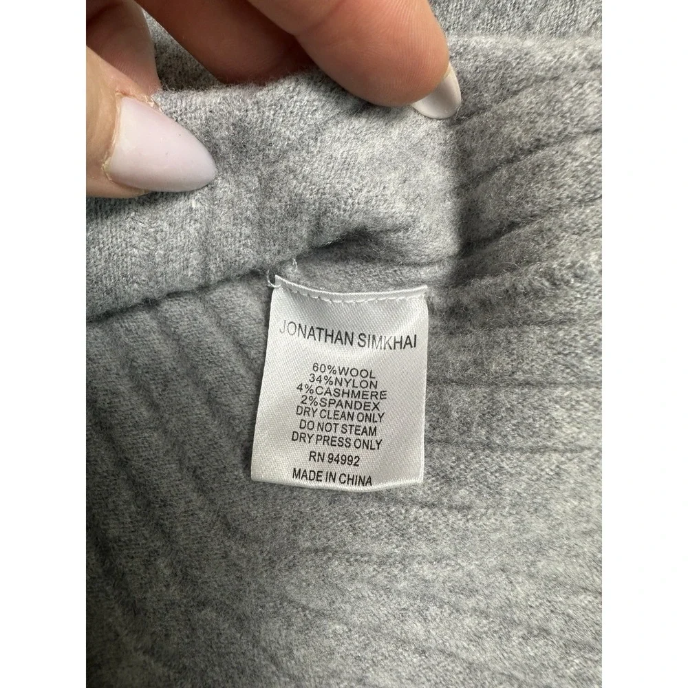 Jonathan Simkhai Gray Ribbed Wool Cashmere Bell Sleeve Peplum Sweater Medium